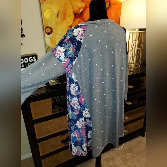 NWOT Egs by éloges Charcoal Polka-dot Floral Trim Shift Dress Size 2XL - Picture 4 of 10